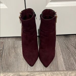 Shoe Dazzle Deep Burgundy Ankle Booties